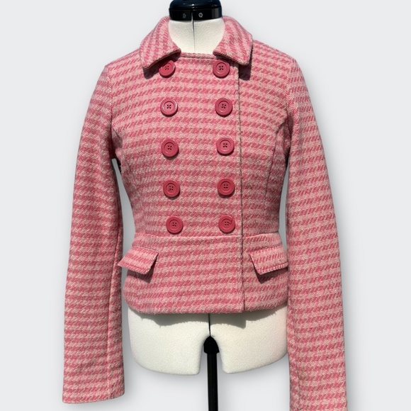 Vintage ABERCROMBIE & FITCH Wool Plaid Jacket Blazer Legally Blonde Y2K Pink M - Picture 1 of 10